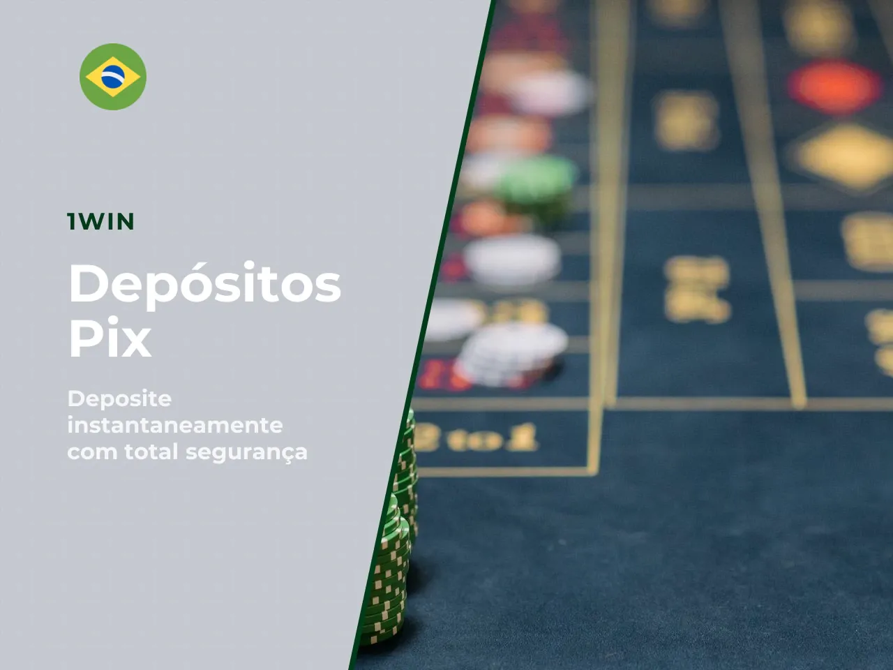 Opções de pagamento e primeiro depósito. O método mais utilizado no Brasil é o **Pix**, permitindo depósitos instantâneos que variam de **R$ 20 a R$ 50.000** por transação. Para depositar via Pix: 1. 