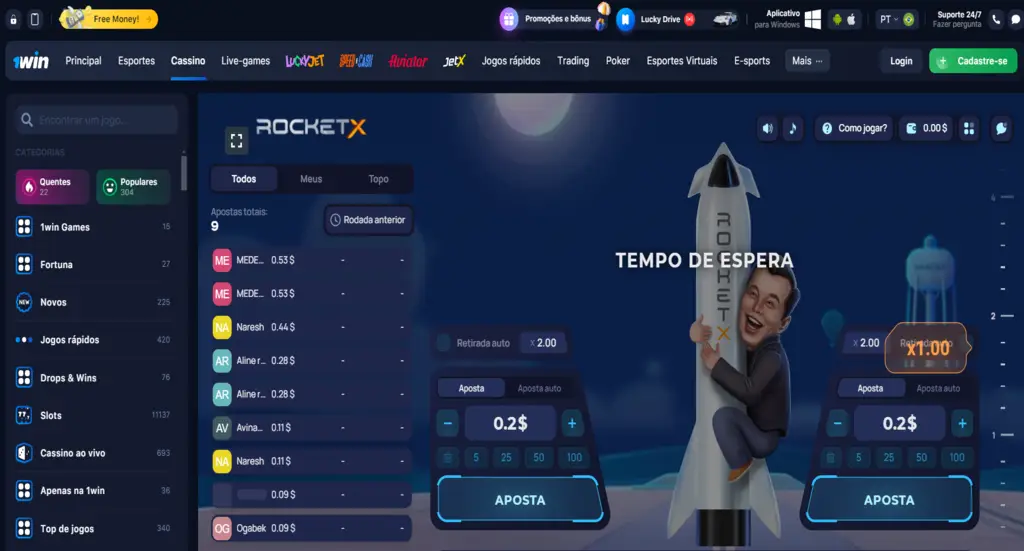 Foguete X 1Win Jogo