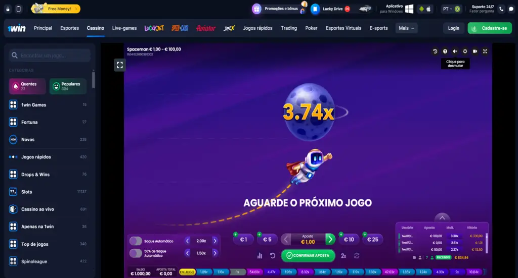 Jogo Homem do Espaço 1Win